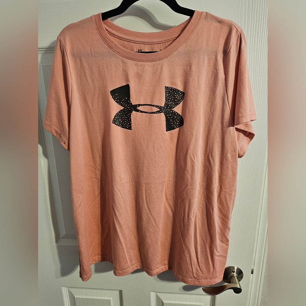 Under Armour Pink Tee with Black Logo